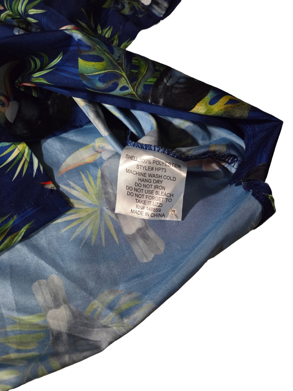 Uzzi NWT Toucan Hawaiian Shirt Mens M Blue Tropical Aloha Resort Beachwear